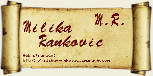 Milika Ranković vizit kartica